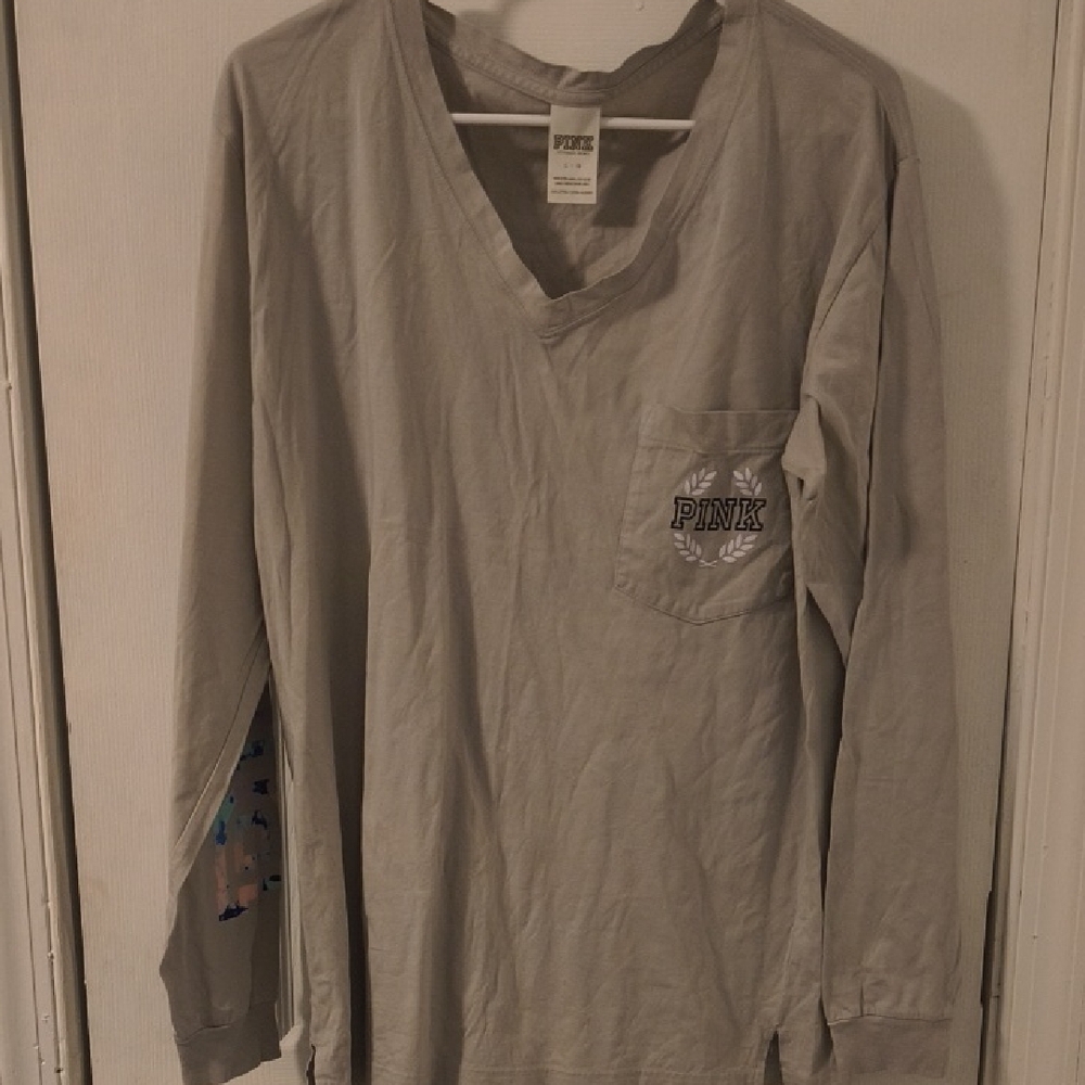 PINK Victoria's Secret Gray Long Sleeve Tee